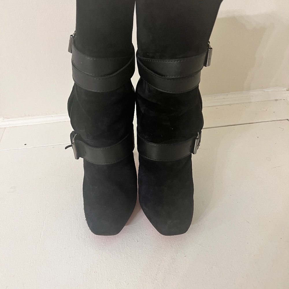 Christian Louboutin Black Suede Guerriere 120 Boots Authentic